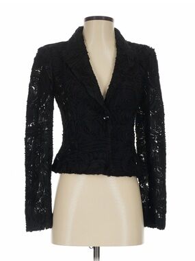Zara Black Floral Lace Blazer Jacket